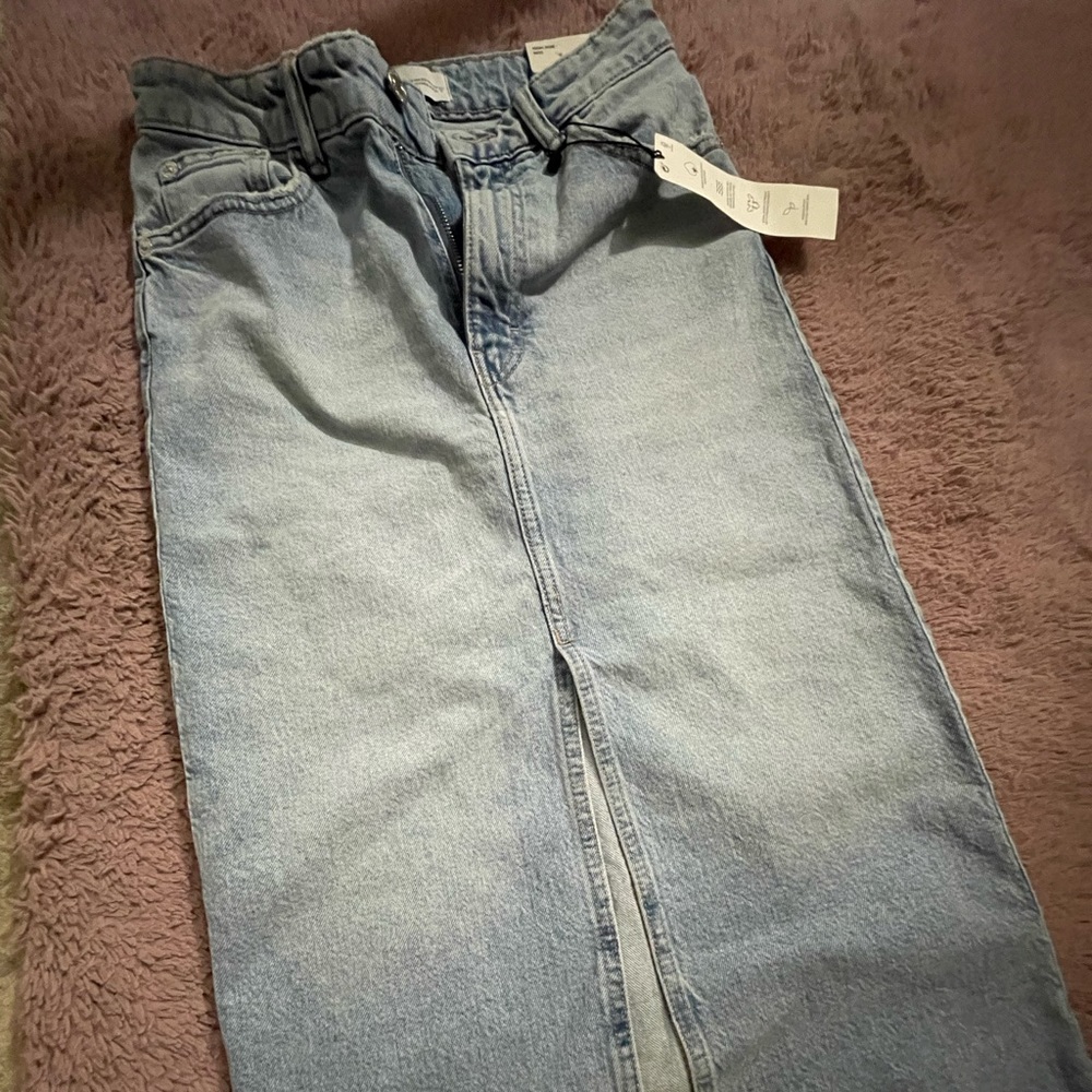 Denim high-rise midi